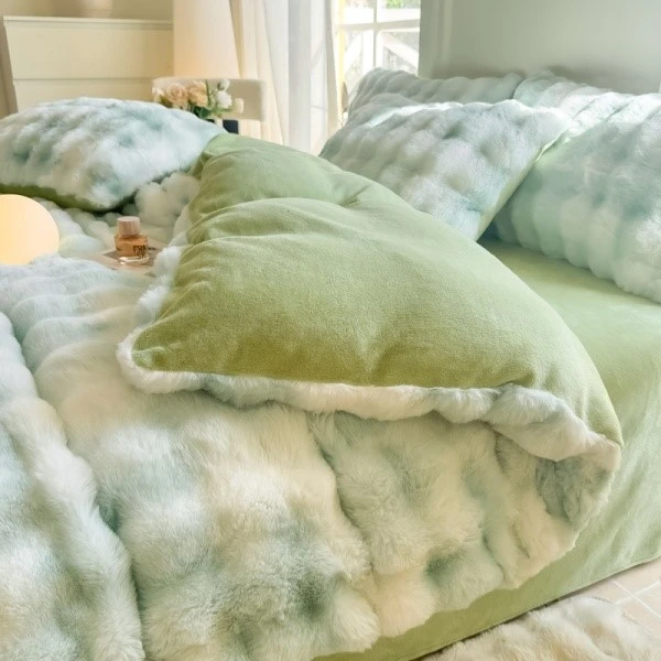 Dyed wool rabbit fur four-piece set-4 Dyed wool rabbit fur four-piece set-4