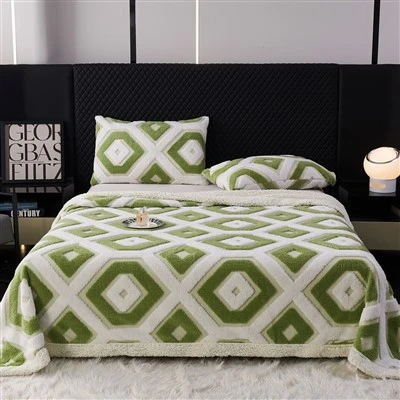 Modern Geometric Jacquard Sherpa Fleece Blanket