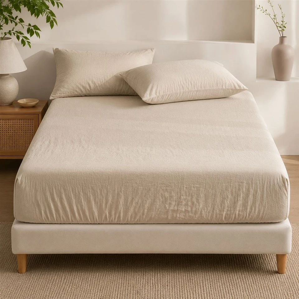 Soft Washed Cotton Full Cover Fitted Sheet